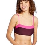 Kona Sol  Women’s Burgundy Pink Square Neck Bandeau Swim Top Size Medium NWT Photo 0