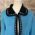 Ming Wang  teal and black woven pattern knit jacket cardigan Size Large Photo 1