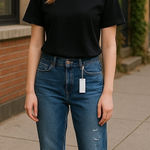 Kancan Distressed High Rise Mom Jeans Minimalist Streetwear Casual Women's 29 Blue Photo 0