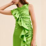 Let Me Be. Sleeveless Green Satin Ruched Dress Size XSP    Photo 1