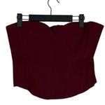 ZARA Strapless Sweetheart V Neckline Corset Bustier stretch M Burgundy Maroon Photo 10