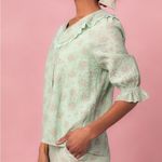 NWT Ivy City Co Hadley Blouse Pistachio Green Floral Lace Trim Collar Size XS Photo 6