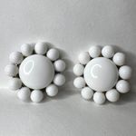 Vintage Womens Beaded Flower Clip On Fashion Earrings White from Japan Photo 13