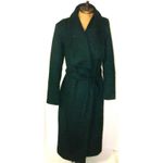 Cole Haan New Womens Coat 8 Wool Blend Trench Dark Green Petroleum Tie Waist Wra Photo 1