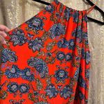 Collective Concepts  Krissa Red Blue Indian Henna Paisley Halter Blouse Large Photo 5