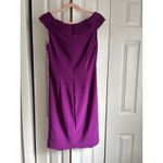 Adrianna Papell Purple Cocktail Dress – Size 10 – Rosette Neckline, Ruched Waist Photo 3