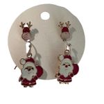 Christmas Earrings Santa Claus Reindeer Tree Snowflake Dangle Jewelry Set Gold Photo 1