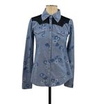 One Teaspoon Wild Saloon Chambray Shirt Top Button Down Floral Blue Size XS Photo 2