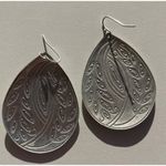 Vintage Women’s Leaf Shell Detail Earrings Dangle Drop Blue Silver Boho Western Photo 5
