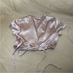 SKIMS Pink Satin Shine Cropped Shirt Photo 3