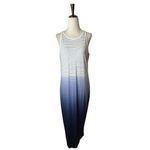 Athleta  Dress Women Large Blue White Ombre Striped Sunkissed Midi Athleisure Photo 1