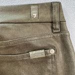 7 For All Mankind Faux Leather Skinny Pants Womens 31x26 Olive Green Jeans Slim Photo 4