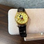 Disney Vintage Mickey Mouse Wristwatch With Worn Leather Strap # note replacement band Photo 0
