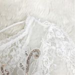 Free People Sheer White Lace Sequin Beaded Bodysuit XS Embroidered Boho Festival Photo 7