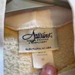 Artisans Cream Embroidered Sun Flip Flop Crewneck Sweatshirt Yellow Size M Photo 3