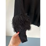 FOR THE REPUBLIC  womens knit sweater black size S faux fur on sleeves Photo 8