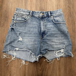 ZARA Woman Light BLUE HI-RISE DENIM SHORTS Frayed hem Size 12 Photo 0