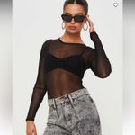 Princess Polly Size 6 Long Sleeve Sheer Mesh Bodysuit Black Baddie Going Out Top Photo 1