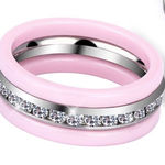 Boutique Pink Ceramic Cubic Zirconia Ring‎ Set | Jewelry | Stackable Band Women Photo 0
