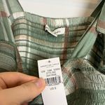 American Eagle  NWT Green Plaid Smocked Jumpsuit Photo 6