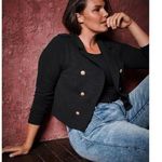 Torrid 5 5X Textured Ponte Crop Military Jacket Black Gold Button Ribbed Women's Photo 0