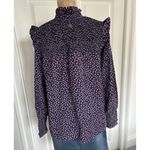 Barbour Womens Midhurst Shirt Top Purple Multi Floral Long Sleeve Mock Neck Sz 6 Photo 5