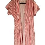 TROVATA Birds of Paradis Coral Stripe Shirt Astrid Easy Dress Sz XS Pink Photo 2