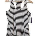 Athleta  Chi Striped Racerback Tank 214355-00 White Navy Blue Athletic Top Size M Photo 0