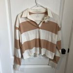 Aerie  Women's XS‎ Striped Cropped Long Sleeve Polo Shirt Multicolor NWT Photo 1