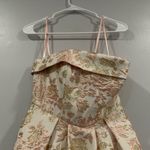 Mac Duggal  68928 Pink White Strapless Floral Brocade Midi Dress sz 2 Photo 3