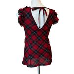 Denim & Supply Ralph Lauren  Red Tartan Plaid Ruffle Top Blouse Sleeveless, Sz M Photo 4
