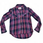 Aeropostale 87 Shirt Women XS Purple Plaid Button Down Long Sleeve Boyfriend Photo 0