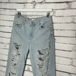 Bershka Straight Leg Boyfriend Jeans Light Wash High Rise Women’s 26 Raw Hem Y2K Photo 6