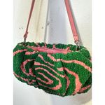 STAUD  Pink Green Swirl Psychedelic Beaded Patterned Bean Convertible Bag Purse Photo 9