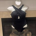 CALIA Women's Cutout Halter One Piece Swimsuit Black Sz 14 NEW Photo 5
