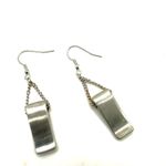 Silver tone rectangular chain drop earrings Photo 6