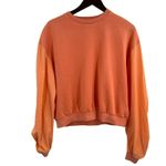 GAS‎ Jeans Orange Crew Neck Ruched Sleeve Sweatshirt Size Small New Photo 2