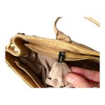 Brahmin Croc Embossed Leather Satchel Dual Handle Zipper Closure Cream Handbag Photo 9