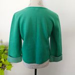 Anthropologie  Moth Kelly Green Pullover Sweater Flower Cropped Knit Sweater Photo 7