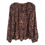 Banana Republic Zebra Print Linen Blouse Women's Large Brown Black Boho Career Photo 9