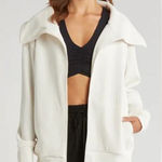 Zella ottoman rib knit white active jacket top S Photo 0