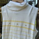 Rafaella  Sulk White and Yellow Striped Sleeveless Top with Embroidered Stars S Photo 1