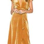 MISA Los Angeles mustard yellow gold wrap short sleeve maxi wrap dress Photo 0