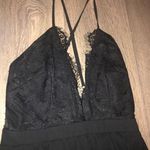 Tobi Black Floor-length Gown With Lace & Slit Photo 2