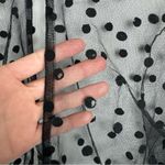 Rare London  Womens Sheer Polka Dot Top Sz XL Bell Sleeves Black Mesh Photo 14