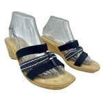Italian Shoemakers  Blue Faux Suede Slides Slip On Wedge Sandals Womens Size 8.5 Photo 0