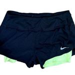 Nike  dri fit black neon green running shorts athleisure workout pants pocket Photo 0