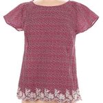 Modcloth Red Daisy Micro Floral Blouse with Embroidered Lace Trim Size Medium M Photo 0