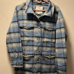 American Eagle Outfitters Blue and Cream Plaid Coat Photo 0