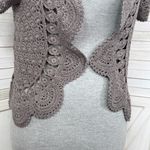Willi Smith  Boho Cottage Crochet Cardigan Shrug Sweater Taupe Medium Photo 5